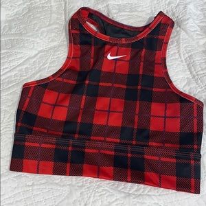 Red plaid Nike sports bra/cropped tank